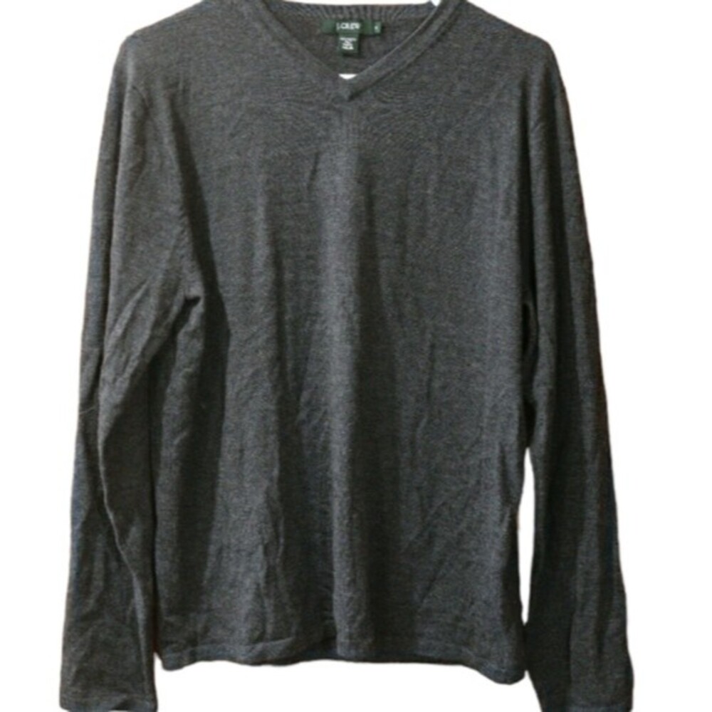 Jcrew Gray Merino Wool Vneck Sweater Medium
